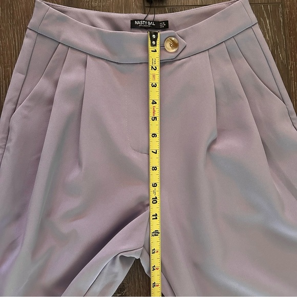 NWT Nasty Gal Straight Leg Tab Detailed Pleated Trouser  Size 6 - Picture 7 of 13